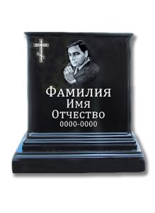 Памятник полимерный «Баян» с портретом, черный, ритуальный надгробный памятник