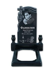 Полимерный памятник «Дуб 2» с портретом, черный надгробный памятник из полимера