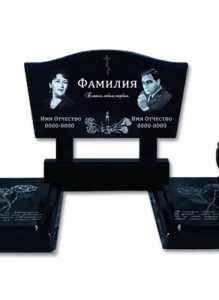 Полимерный памятник «Шапка 2» с фотопечатью и портретами, надгробная табличка с цветником