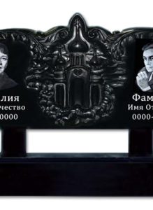 Полимерный памятник «Шапка» с гравировкой портретов – надгробие из полимергранита