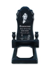 Полимерный памятник «Веер 2» с цветником и подставкой, черный, ритуальный надгробный комплекс